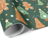 Gingerbread koekjes en kerstbomen cadeaupapier (Rol Hoek)