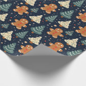 Gingerbread koekjes en kerstbomen cadeaupapier (Hoek)