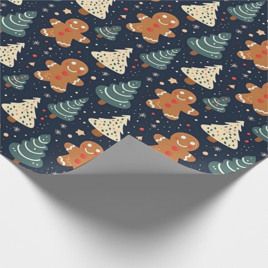 Gingerbread koekjes en kerstbomen cadeaupapier (Hoek)