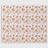 Gingerbread koekjes en Snoep witte kerst Cadeaupapier (Vlak)