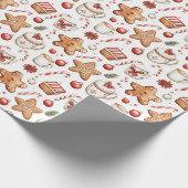 Gingerbread koekjes en Snoep witte kerst Cadeaupapier (Hoek)