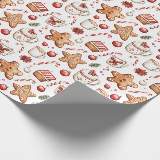 Gingerbread koekjes en Snoep witte kerst Cadeaupapier (Hoek)