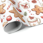 Gingerbread koekjes en Snoep witte kerst Cadeaupapier (Rol Hoek)