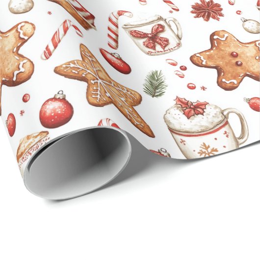Gingerbread koekjes en Snoep witte kerst Cadeaupapier (Rol Hoek)