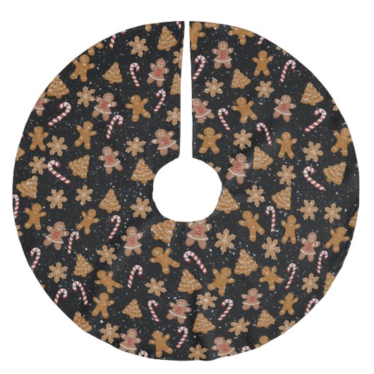 Gingerbread koekjes en snoepjes in sneeuwvlok kerstboom rok (Voorkant)