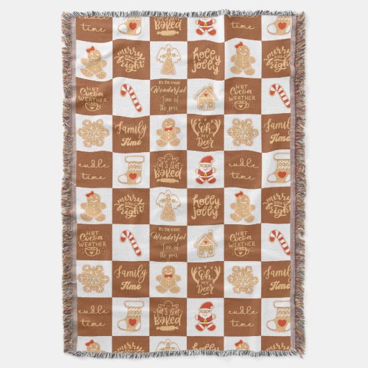 Gingerbread koekjes geruit patroon deken (Voorkant Verticaal)