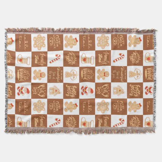 Gingerbread koekjes geruit patroon deken (Voorkant)