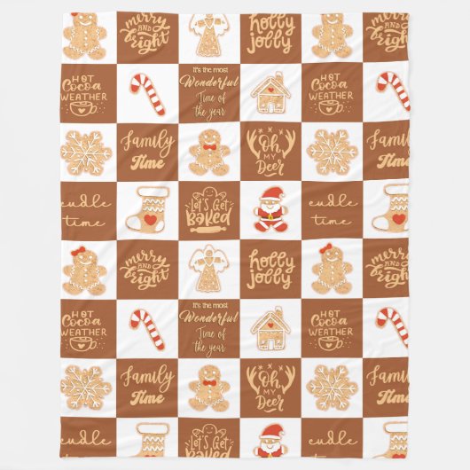 Gingerbread koekjes geruit patroon fleece deken (Voorkant)