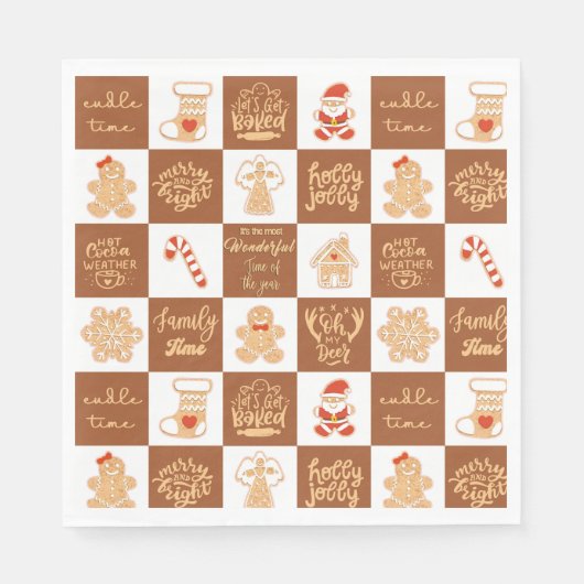 Gingerbread koekjes geruit patroon servet (Voorkant)