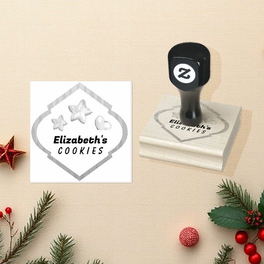 Gingerbread koekjes illustratie monogram rubberstempel