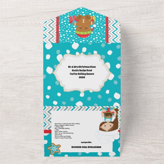 Gingerbread koekjes kerstcake in sneeuw recept all in one uitnodiging (Buitenkant)