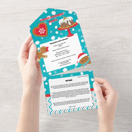 Gingerbread koekjes kerstcake in sneeuw recept all in one uitnodiging (Afscheurbaar)