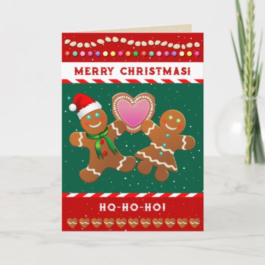 Gingerbread Koekjes met een Hart Feestdagen Kaart (Voorkant)