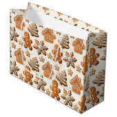 Gingerbread Koekjes Patroon Groot Cadeauzakje (Voorkant Gekanteld)