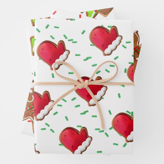 Gingerbread koekjes Tree Mitten Man strooit Kinder Inpakpapier Vel (In situ)