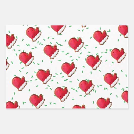 Gingerbread koekjes Tree Mitten Man strooit Kinder Inpakpapier Vel (Voorkant)