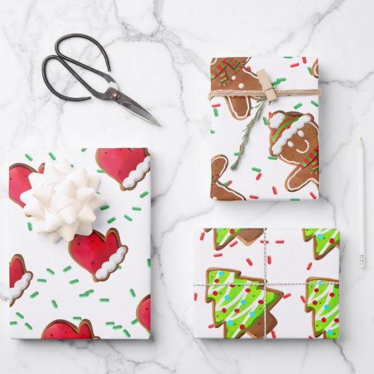 Gingerbread koekjes Tree Mitten Man strooit Kinder Inpakpapier Vel (Voorkant)