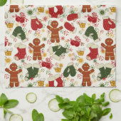 Gingerbread koekjespatroon keukenhanddoek (Gevouwen)