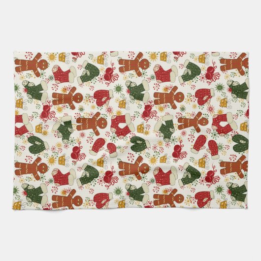 Gingerbread koekjespatroon keukenhanddoek (Horizontaal)