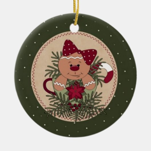 Gingerbread Lady Mok Arrangement Keramisch Ornament (Voorkant)