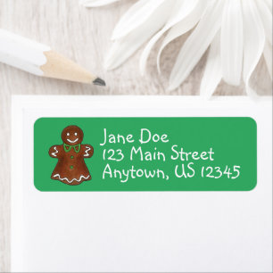 Gingerbread Lady Vrouw Kerst Cookie Vakantie Etiket