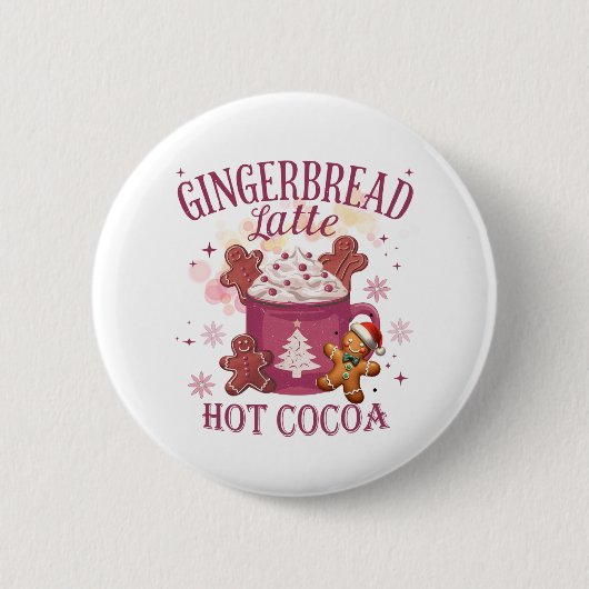 Gingerbread latte hot cocoa christmas ronde button 5,7 cm (Voorkant)