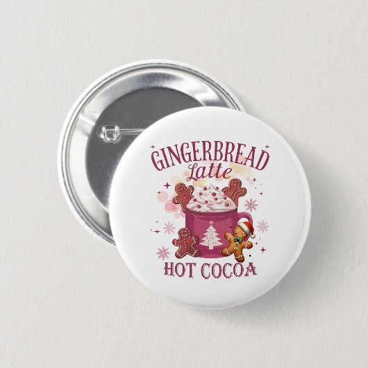Gingerbread latte hot cocoa christmas ronde button 5,7 cm (Voorkant /achterkant)
