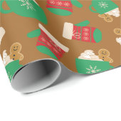 Gingerbread Latte Kersthandschoenen Bruin Naadloos Cadeaupapier (Rol Hoek)