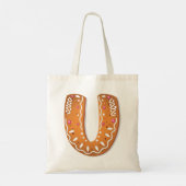 Gingerbread Letter U Monogram Holiday Cookie Tote Bag (Achterkant)