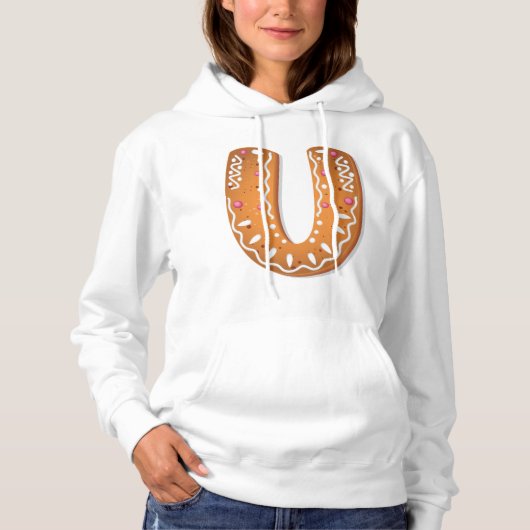 Gingerbread Letter U Monogram Kerst Koekje Hoodie (Voorkant)