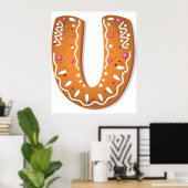 Gingerbread Letter U Monogram Kerstkoekje Poster (Thuiskantoor)