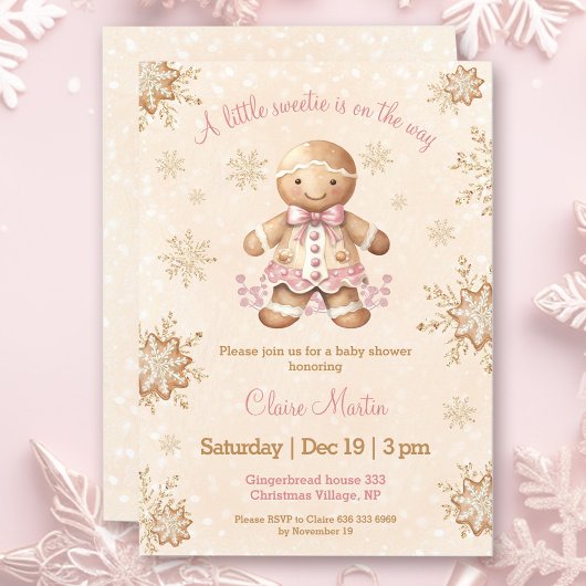 Gingerbread Little Sweetie Christmas Baby shower Kaart