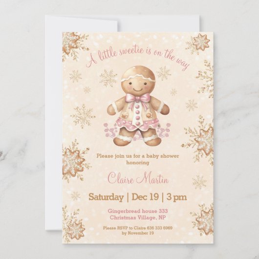 Gingerbread Little Sweetie Christmas Baby shower Kaart (Voorkant)