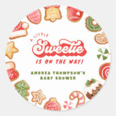 Gingerbread Little Sweetie Christmas Baby shower Ronde Sticker (Voorkant)