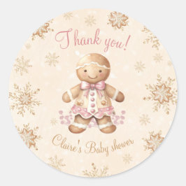 Gingerbread Little Sweetie Christmas Baby shower Ronde Sticker