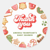 Gingerbread Little Sweetie Dank je Baby shower Ronde Sticker (Voorkant)