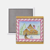 Gingerbread Lodge House Magnet (Voorkant / Achterkant)