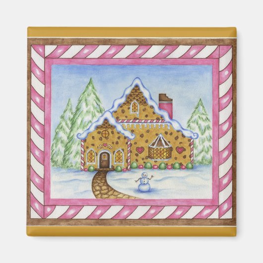 Gingerbread Lodge Huismagneet Magneet (Voorkant)