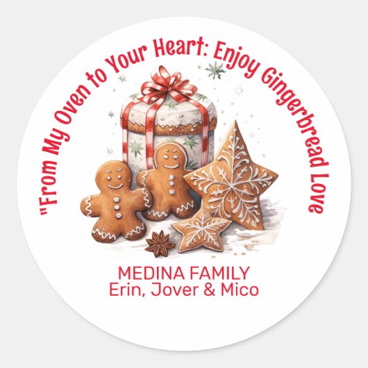 Gingerbread Love Christmas Ronde Sticker (Voorkant)