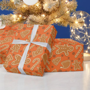 Gingerbread Love Kerstcadeau Sinaasappel Naadloos Cadeaupapier