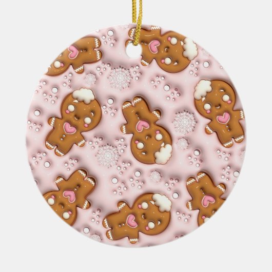 Gingerbread Love Pattern Ornament (Voorkant)