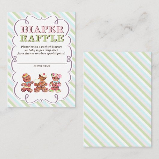 Gingerbread Luier Raffle Tickets Informatiekaartje (Voorkant / Achterkant)