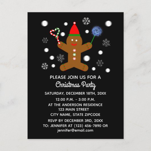 Gingerbread Man #2 Uitnodigingskaart Uitnodiging Briefkaart (Voorkant)