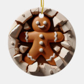 Gingerbread Man 3D-effect GEEN echt 3D Keramisch Ornament (Voorkant)