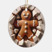 Gingerbread Man 3D-effect GEEN echt 3D Keramisch Ornament (Links)