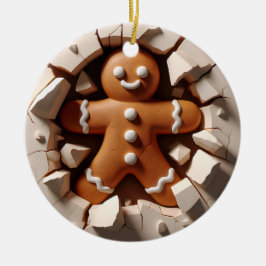 Gingerbread Man 3D-effect NIET echt 3D Keramisch Ornament