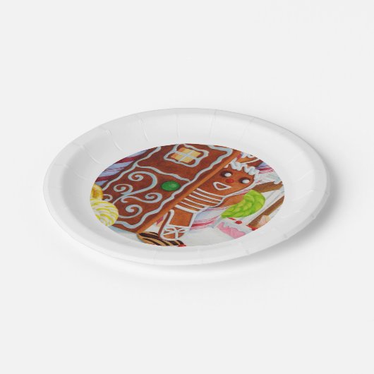 GINGERBREAD MAN 7" Rond Papier Borden Papieren Bordje (Gekanteld)