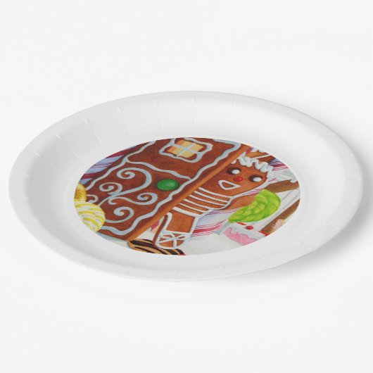 GINGERBREAD MAN 9" Rond Papier Borden Papieren Bordje (Gekanteld)