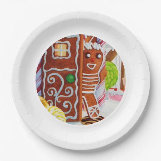GINGERBREAD MAN 9" Rond Papier Borden Papieren Bordje (Voorkant)