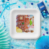 GINGERBREAD MAN 9" Vierkante Papier Borden Papieren Bordje (Feest)